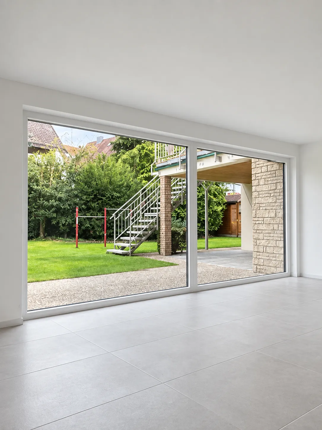 Fensterrahmen und Hebeschiebetür nach der Folierung