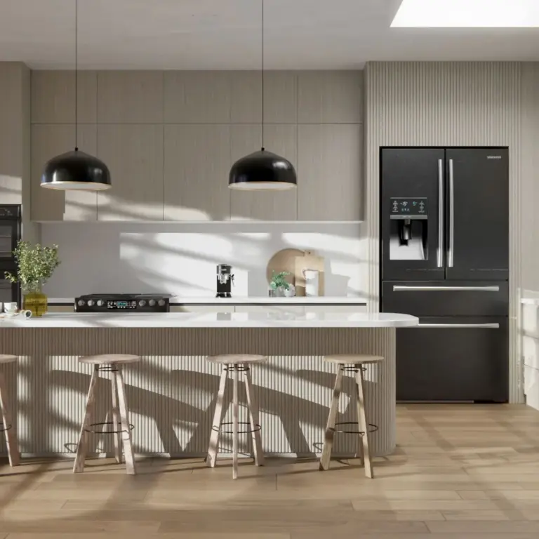 Raumbeispiel mit Dekorfolie Creme Grau Eiche (NE61)