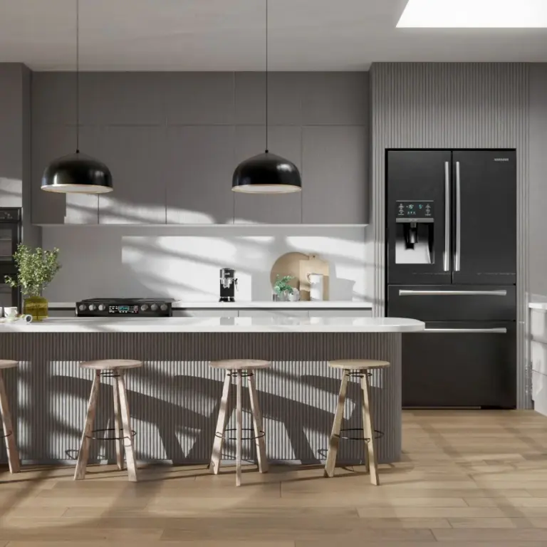 Raumbeispiel mit Dekorfolie Greyish Eiche (NF28)