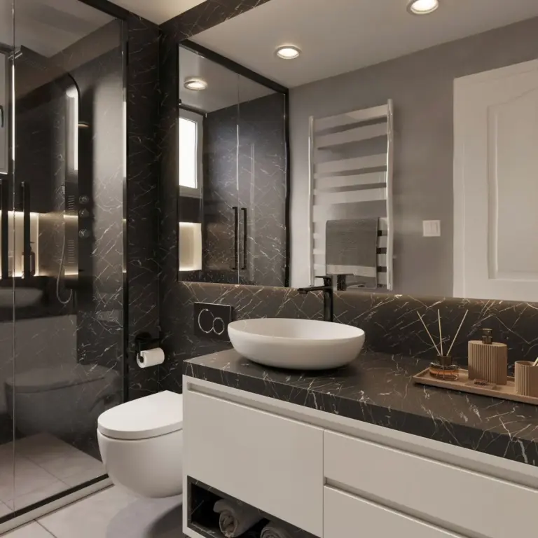 Raumbeispiel mit Dekorfolie Nero Marquina (U50)