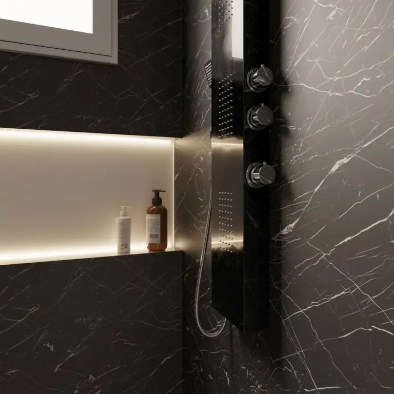 Raumbeispiel mit Dekorfolie Nero Marquina (U50)