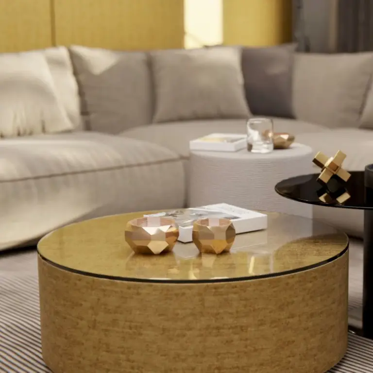 Raumbeispiel mit Dekorfolie Gold Gitter (AL15)