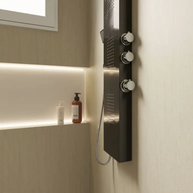Raumbeispiel mit Dekorfolie Roh Travertine (MK15)