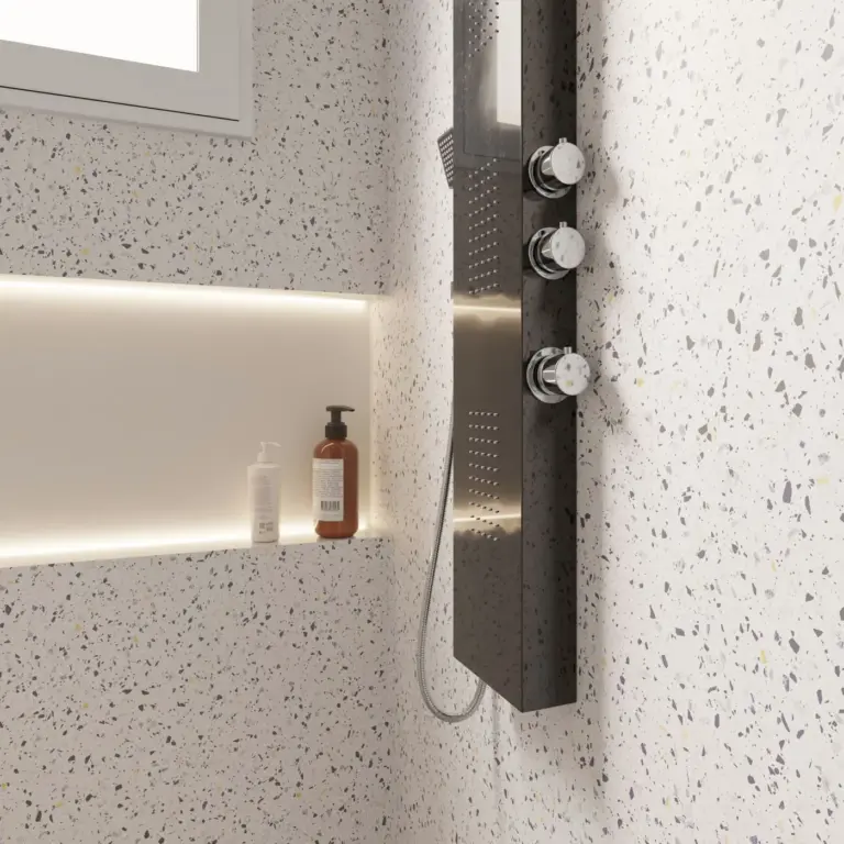 Raumbeispiel mit Dekorfolie Terrazzo Mixed Blau (NH10)