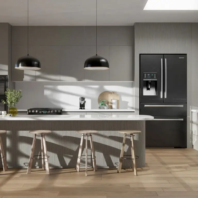 Raumbeispiel mit Dekorfolie Silber & Braun Lined (NE37)