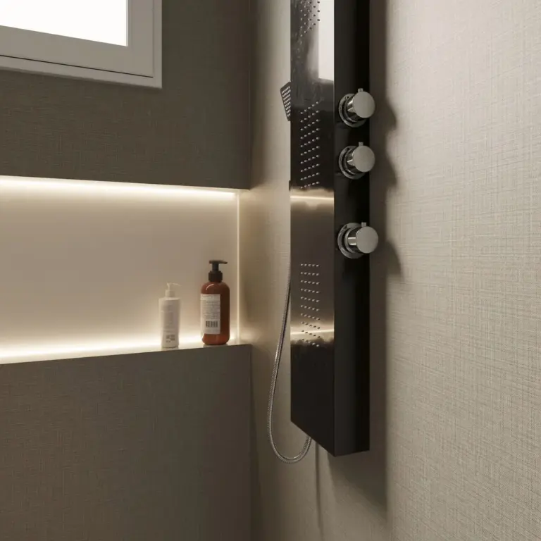 Raumbeispiel mit Dekorfolie Silber & Braun Lined (NE37)