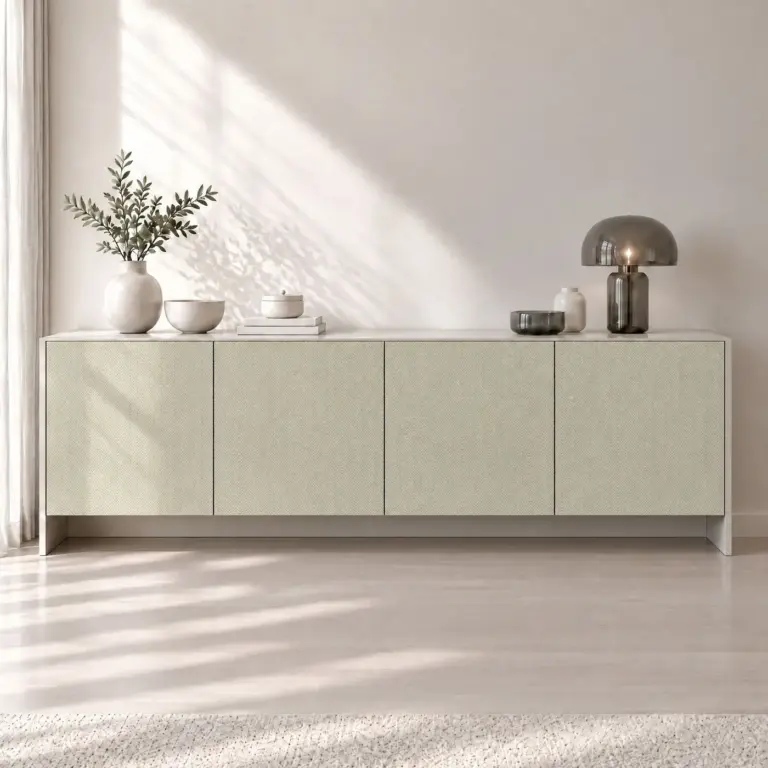 Raumbeispiel mit Dekorfolie Fischgrät Beige (NL24)