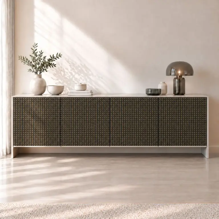Raumbeispiel mit Dekorfolie Slate Loom (NP09)